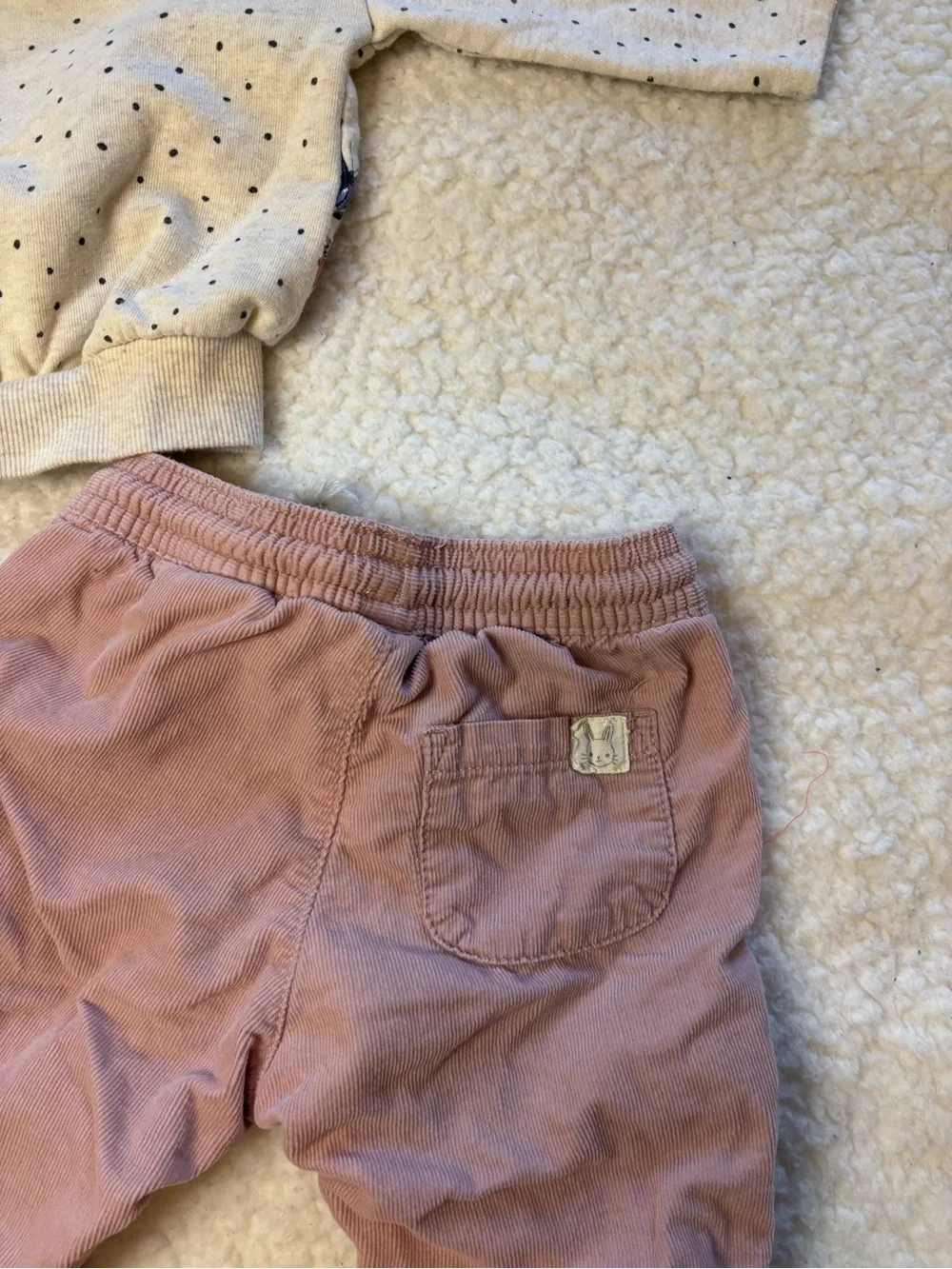 H&M Baby Girl 2-Piece Butterfly Sweatshirt & Pink Corduroy Pants Outfit Set